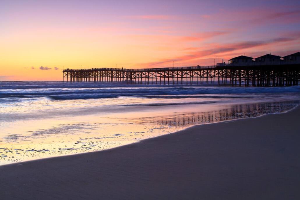 San Diego Beach Pier at Sunset