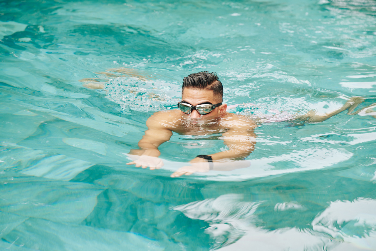 Man participating in aquatic-based PTSD therapy in San Diego, CA